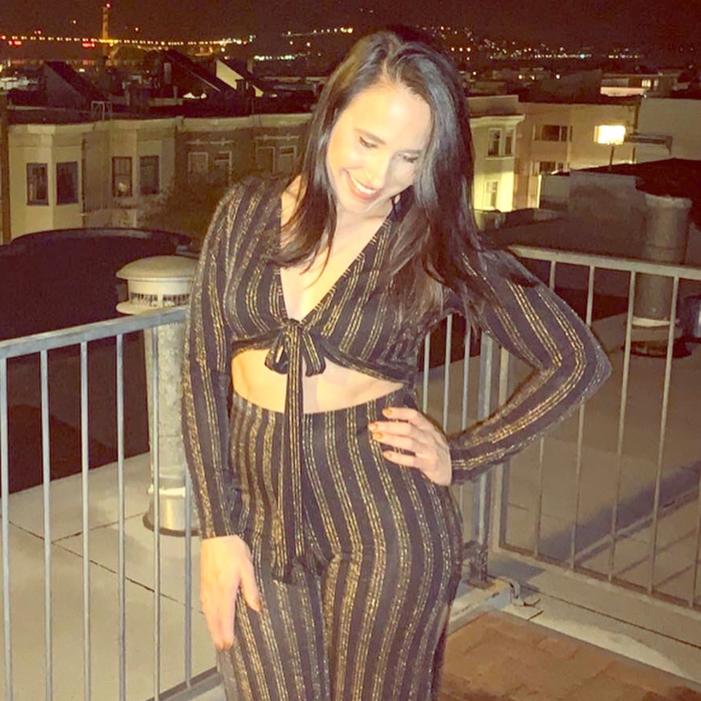 FAVLUX Sexy Gold & Black Bell Bottom Jumpsuit